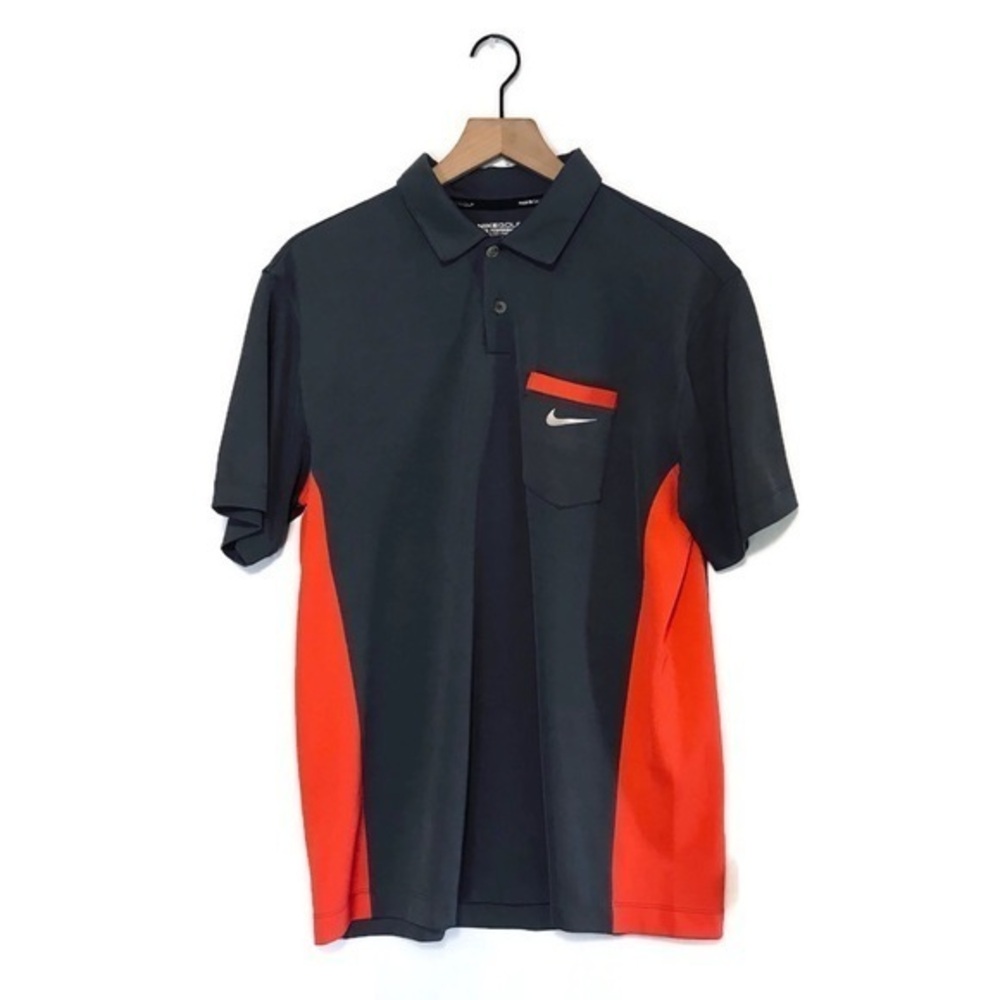 Nike Golf Tour Performance Dri-Fit Men's Gray Orange Polo Shirt Size Medium